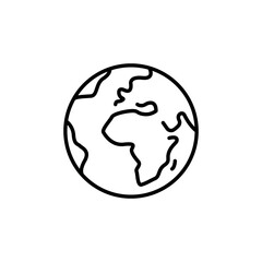 Simple Earth icon. A minimalist vector illustration of the Earth, highlighting the African and European continents. Ideal for web design, mobile apps, and educational materials. Vector illustration