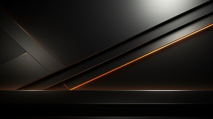 Abstract black background with gold lines and glowing light.