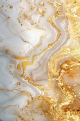 Gold and white marble background with golden waves, surreal organic fluid shapes, high resolution