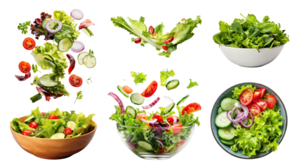 PNG salad bowl set, transparent background