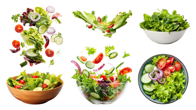 PNG salad bowl set, transparent background