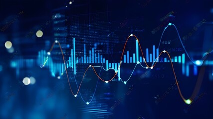 Stock market and trading, digital graph
