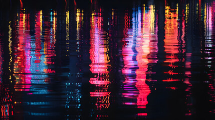 Obraz premium The image is a reflection of a city skyline in a body of water. 