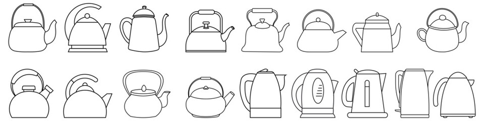 Kettle icon vector set. Teapot illustration sign collection. Pot symbol. Teakettle logo.