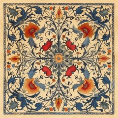 A colorful floral design on a ceramic tile, perfect for home decor or crafts