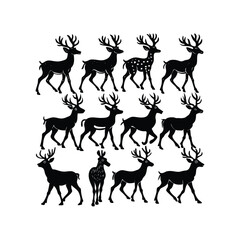 Fototapeta premium vector hand-drawn deer silhouette set on a white background