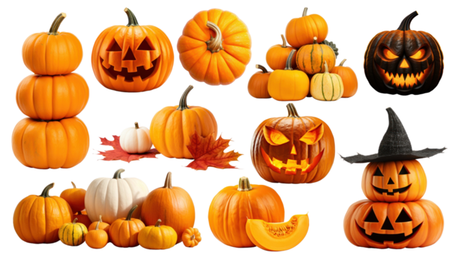 PNG hallowed day element set, transparent background