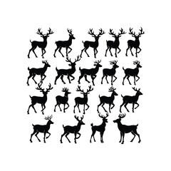 Fototapeta premium vector hand-drawn deer silhouette set on a white background