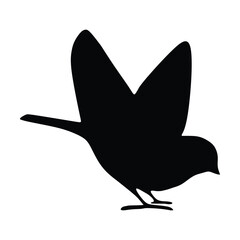 Bird icon, silhouette black vector clip art illustration