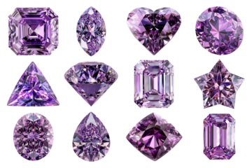 PNG purple diamond element set, transparent background