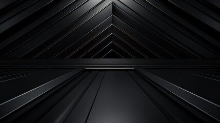 Abstract black geometric background with a platform.