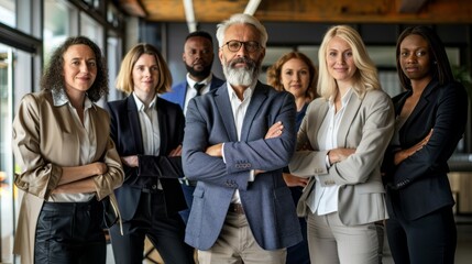 A group of people in suits are posing for a photo