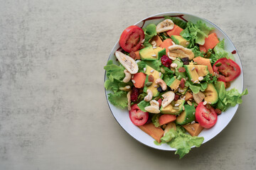 Avocado Salad with Nuts and dried fruits.