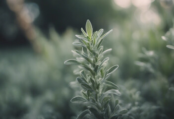 Green sage herbage in garden