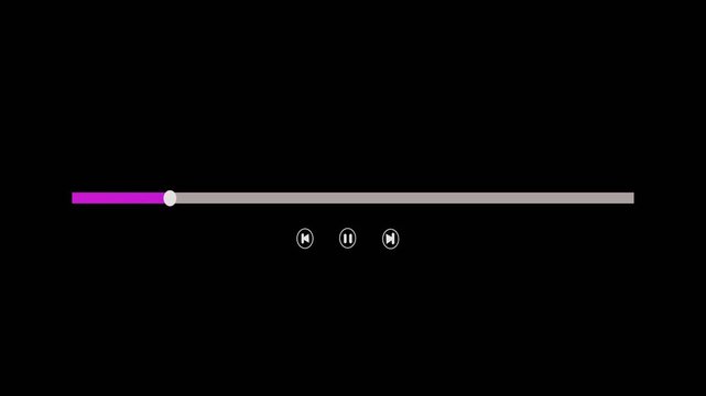 Music play bar animation. Music player scroll bar button ,  Music timeline  player loading bar , Audio music timeline bar, music player progress bar.