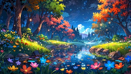 Lively Forest Inspired 3D Animation and Magical Atmosphere of Anime Nature Wallpaper