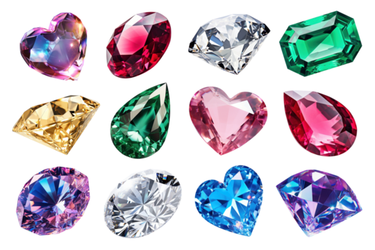 PNG Gemstone jewelry element set, transparent background