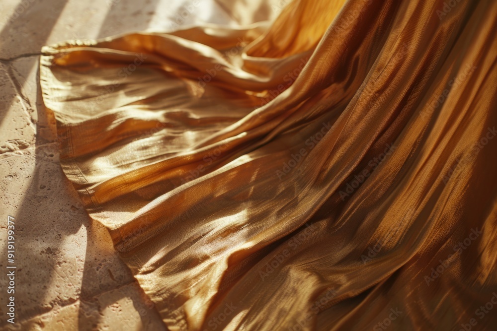 Poster a close-up view of a curtain on the floor, perfect for use in interior design or decoration projects