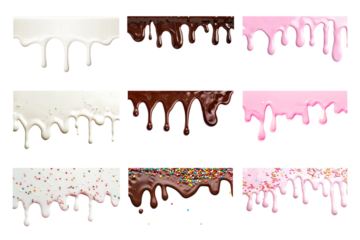 PNG melting sweet border set, transparent background