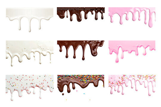 PNG melting sweet border set, transparent background