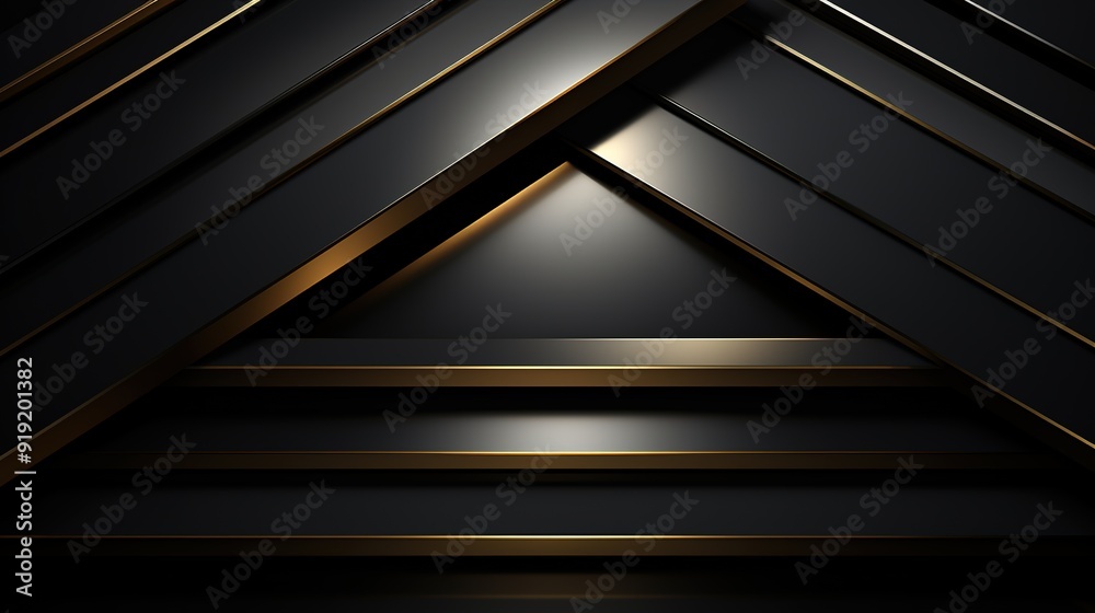 Fototapete abstract black and gold geometric background with empty space for text.