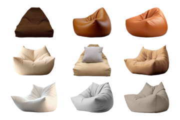Minimal beanbag png element set, transparent background