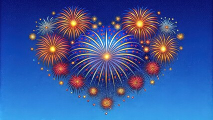 Fototapeta premium Fireworks Display in the Shape of a Heart