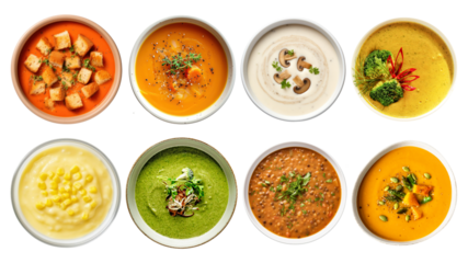 Fancy soup bowl png element set, transparent background
