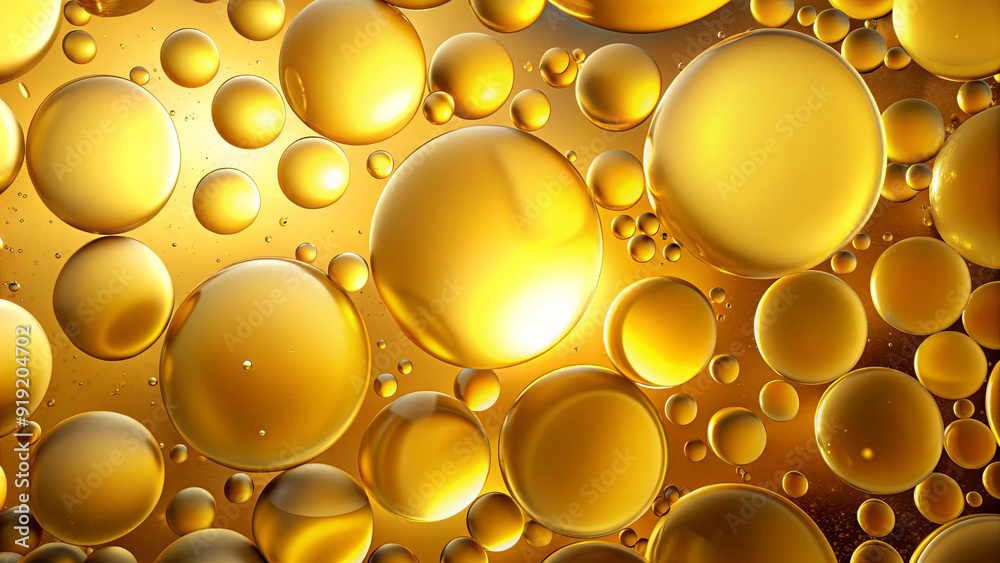 Poster golden droplets float against a shimmering backdrop, creating a vivid and captivating visual experie