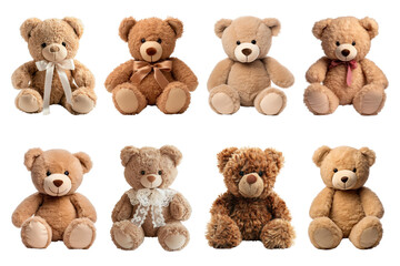 PNG teddy bear doll design element set, transparent background