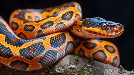 Obraz premium Rainbow Boa Epicrates cenchria coiled around a branch in the Amazon known locally as Jiboiaarcoris