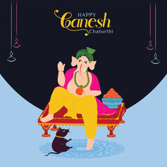 Ganesha Full Body Blessing Pose Illustration Post For Ganesh Chaturthi Celebration