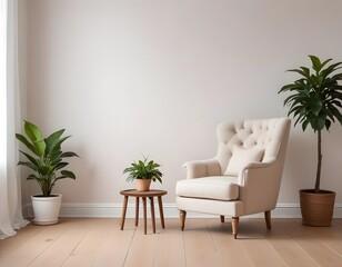 A vintage-style tufted chaise lounge with wooden frame and light blue upholstery, placed in a room with light blue wainscoting on the walls