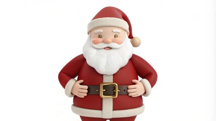 Smiling Cartoon Santa Claus with Hands on Hips