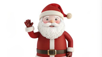 Obraz premium Cheerful Cartoon Santa Claus Waving with a Friendly Smile