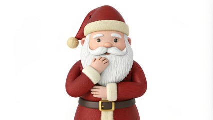 A Thoughtful 3D Rendered Santa Claus in a Red Suit