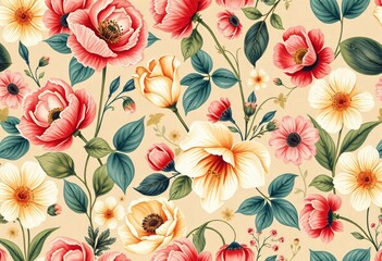 Vintage botanical wallpaper seamless pattern. Floral abstract print. Artistic seamless pattern. Fashionable template for design.