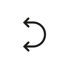 Dual semi circle arrow. Vector illustration. Semicircular curved thin double ended arrow.	