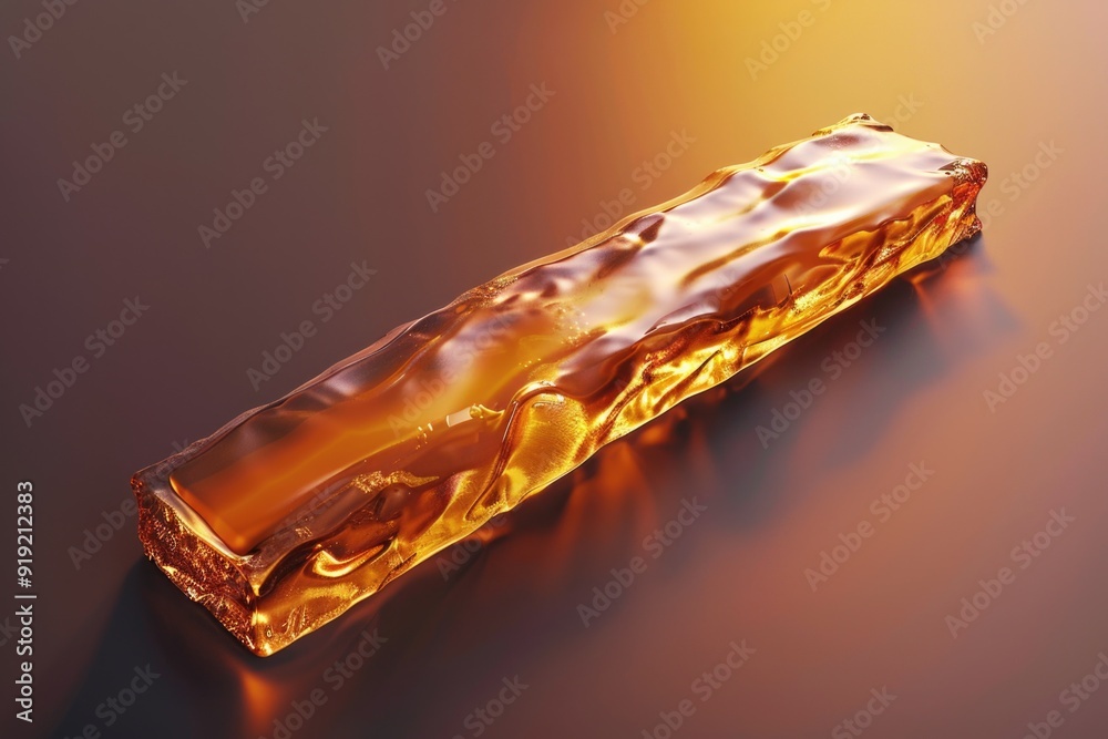 Poster a single piece of ice sitting on a table, perfect for a still life or science project