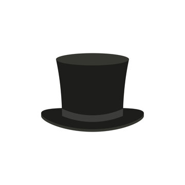 Top hat icon. Cylinder hat. Vector illustration and drawing on a white background.