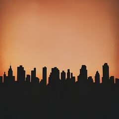 Silhouette of a city skyline at dusk, with the buildings' outlines standing starkly against the twilight sky, representing urban life and beauty