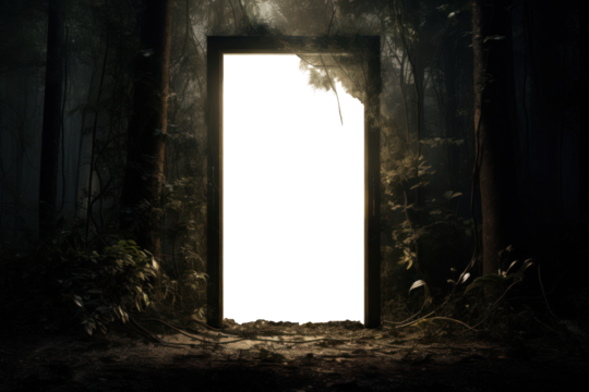 PNG Mystical forest portal door mockup, transparent design