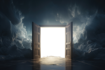 PNG Mystical cloudy door mockup, transparent design