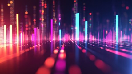 Fototapeta premium graph with blurred lines and flashing lights representing statistical analysis