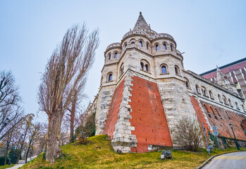Naklejka premium Outstanding walls and towers of Fisherman's Bastion, Budapest, Hungary
