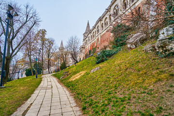 Outstanding walls and towers of Fisherman's Bastion, Budapest, Hungary