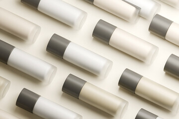 Luxury airless vacuum bottle, pump jar container with dispenser for cosmetic packaging. 3d render