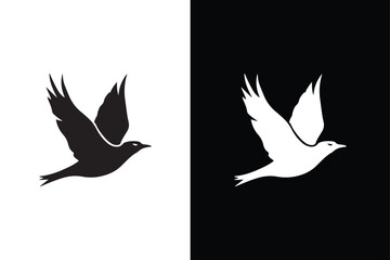 Bird silhouette icon. Vector elements for design. Bird icon, silhouette, logo on white black
