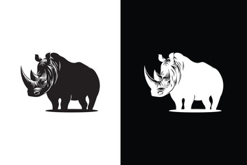 Rhino icon Silhouette vector illustration. Rhino silhouette isolated on white black