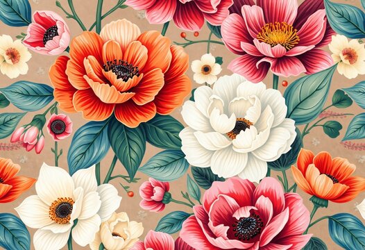 Vintage botanical wallpaper seamless pattern. Floral abstract print. Artistic seamless pattern. Fashionable template for design.